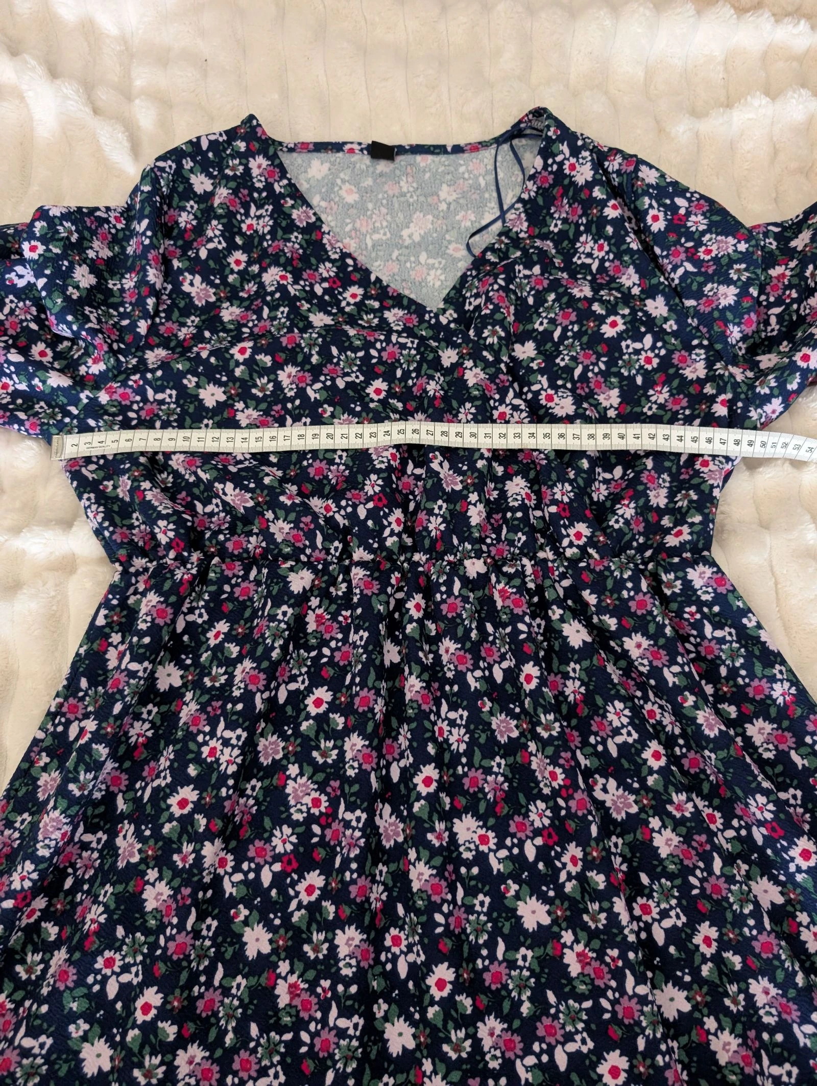 Magnífica Robe floral boêmia azul fluida com coração coberto – Tamanho G – photo 8